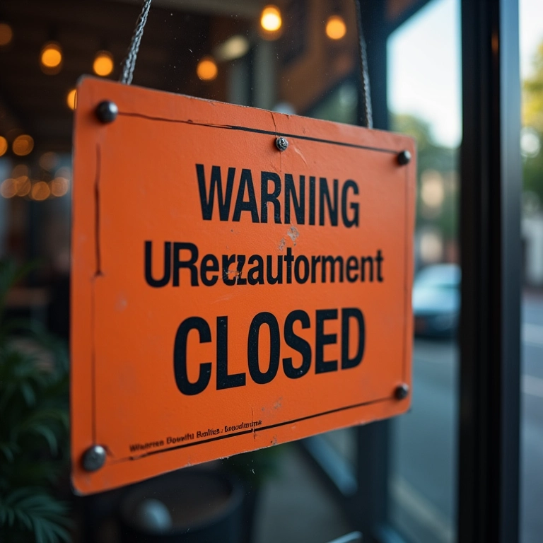 Restaurante fechado por não cumprir exigências da vigilância sanitária.