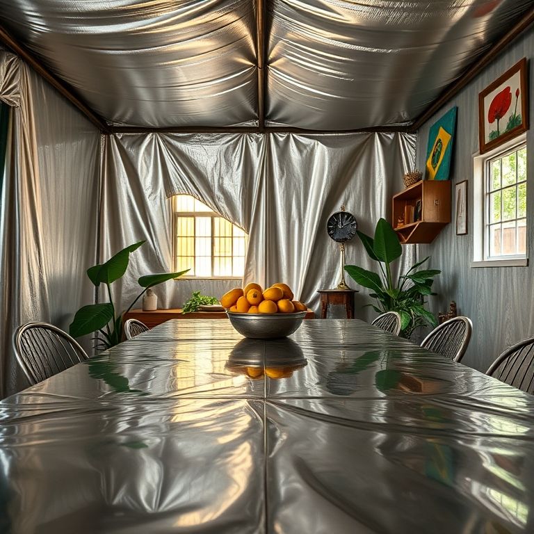 Revestimento de prata refletindo um ambiente brasileiro.
