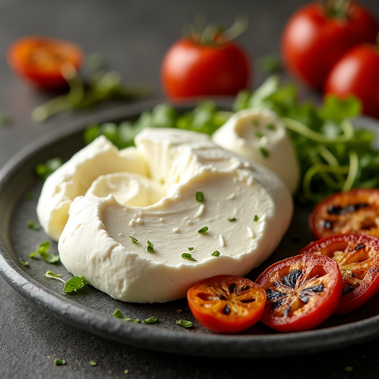 Ricota temperada com legumes grelhados.