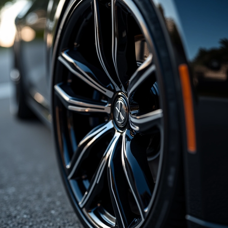 Roda de carro com pintura eletrostática, acabamento impecável.