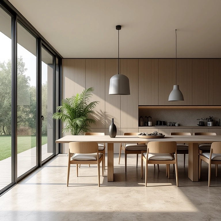 Rodameio delimitando espaços em uma área de estar integrada.