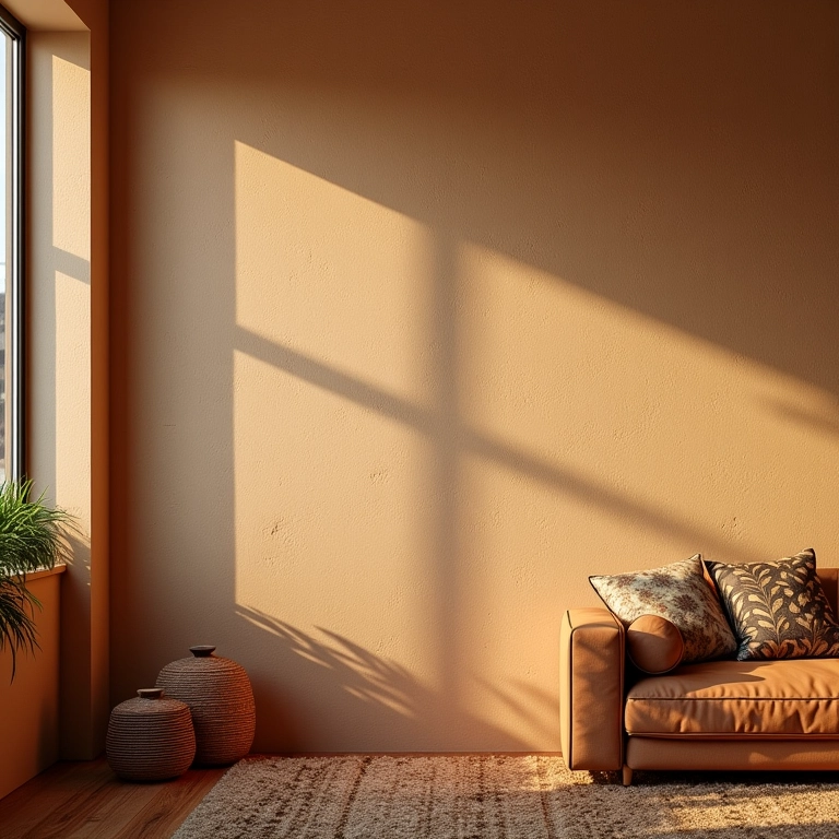 Rodameio disfarçando imperfeições em uma parede texturizada.