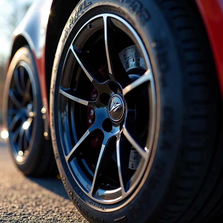 Rodas de carro com pintura eletrostática, mostrando durabilidade.