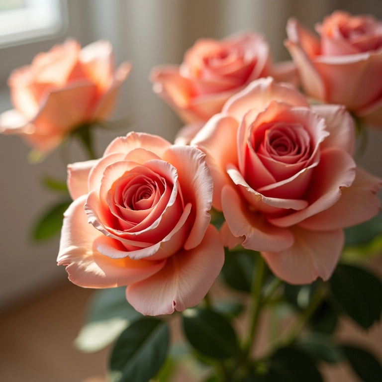 Rosas artificiais românticas em um quarto brasileiro.