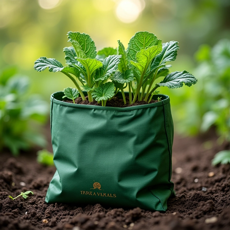 Saco de Terra Vegetal Amazonas com mudas de couve.
