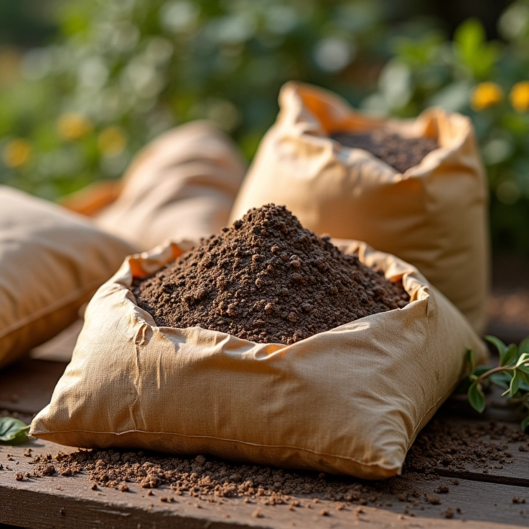 Sacos de cinzas de madeira de alta qualidade à venda em um centro de jardinagem.