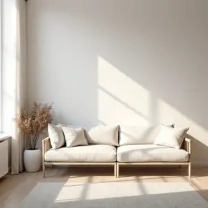 Arquitetura Minimalista: Menos é Mais! Guia do Estilo Sala de estar minimalista com cores neutras e iluminação natural abundante.