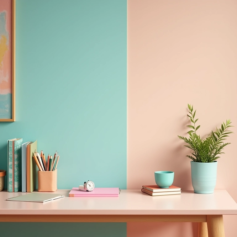 Sala de estudos com cores suaves que promovem a concentração.