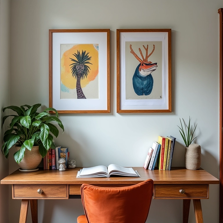 Sala de estudos personalizada com objetos que inspiram e motivam.