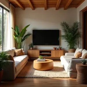 Decoração De Sala De TV Grande e Aconchegante Conforto Em Amplo Espaço Sala de TV ampla e aconchegante com sofá confortável e decoração brasileira.