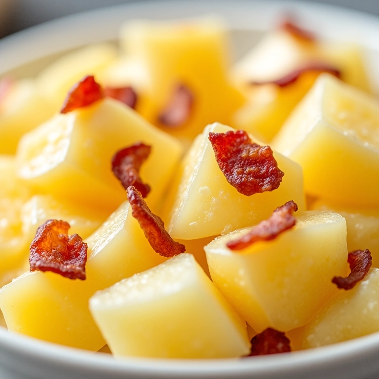 Salada de batata cremosa com bacon e ovo.