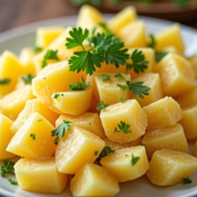 Salada de batata cremosa vegana.