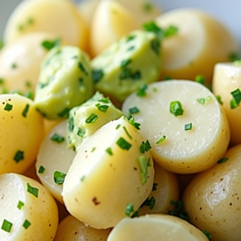 Salada de batata mais saudável com iogurte grego e abacate.