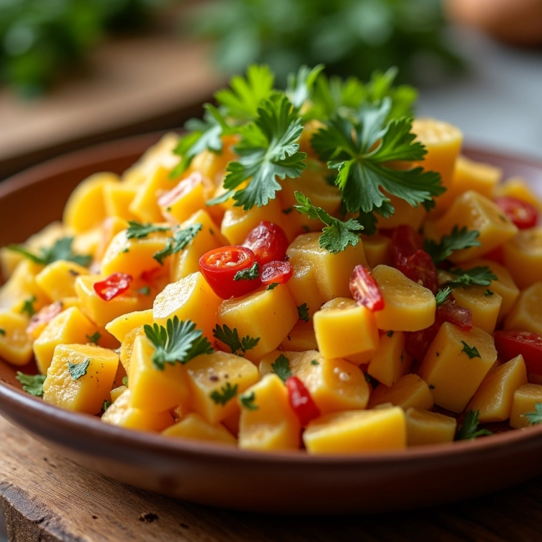 Salada de maionese fresca com ingredientes vibrantes.
