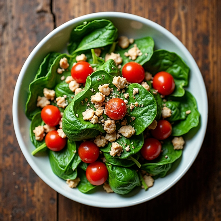 Salada deliciosa com espinafre fresco.