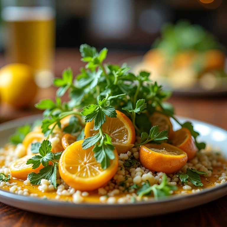 Salada fresca com folhas de melissa.
