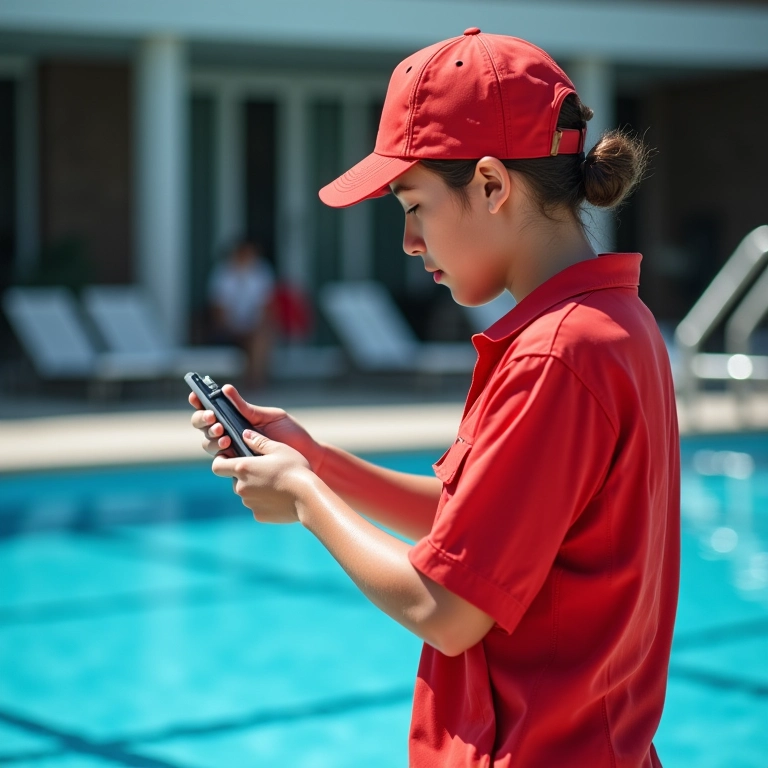 Salva-vidas verificando equipamentos de segurança.