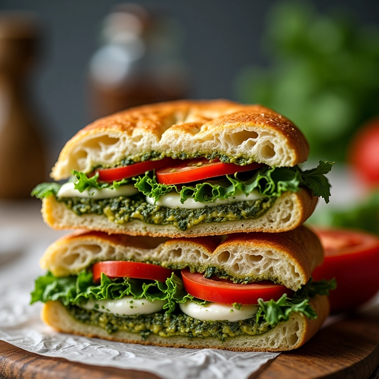 Sanduíche com pesto, um toque gourmet.