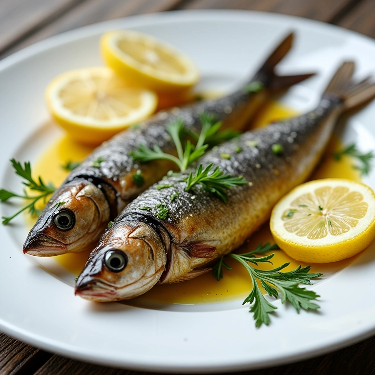 Sardinha assada ao forno com ervas e limão, receita aromática.