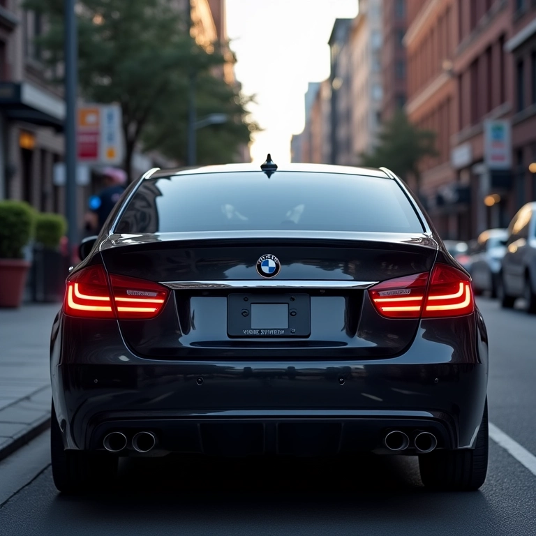 Sedan com aerofólio de porta-malas discreto.