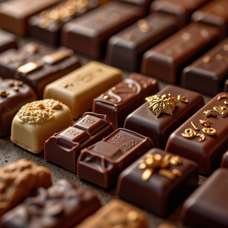 Seleção de chocolates de alta qualidade para cookies.