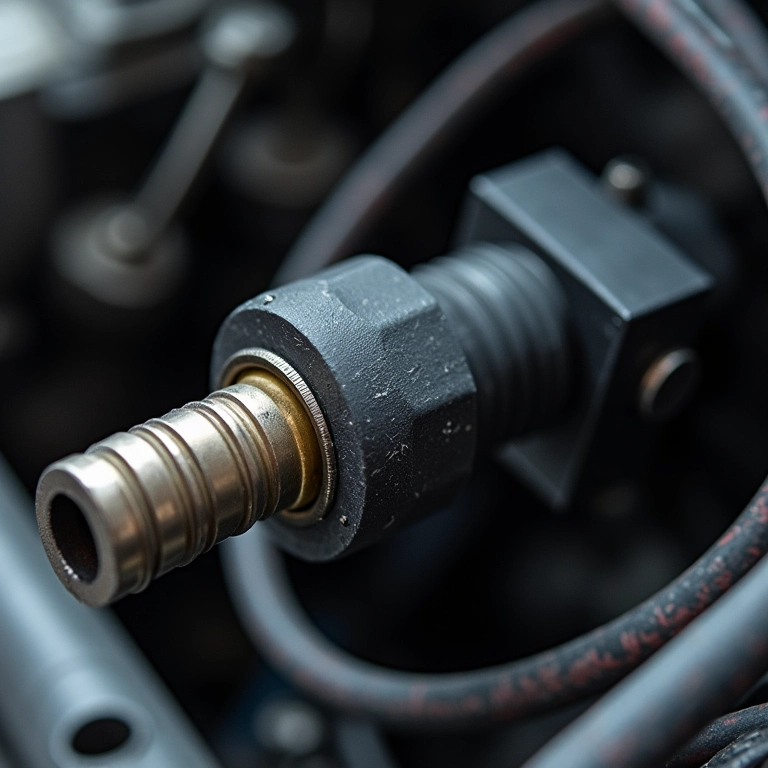 Sensor de nível de combustível com defeito sendo examinado.