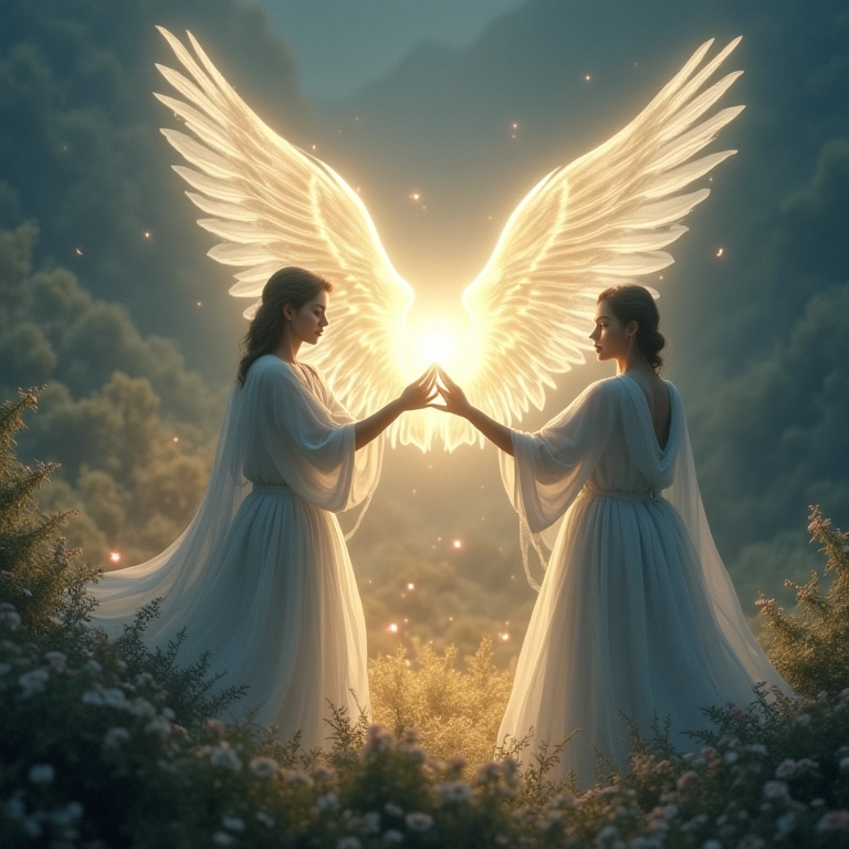 Seres espirituais guiando uma alma, visão do espiritismo sobre a viagem astral.