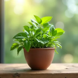 Como Funciona a Irrigação Por Capilaridade Sistema de irrigação por capilaridade com vaso poroso mantendo plantas vibrantes e hidratadas.