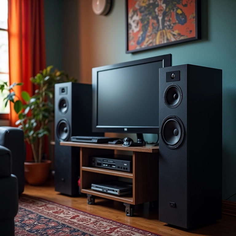 Sistema de som de alta qualidade em um espaço gamer.