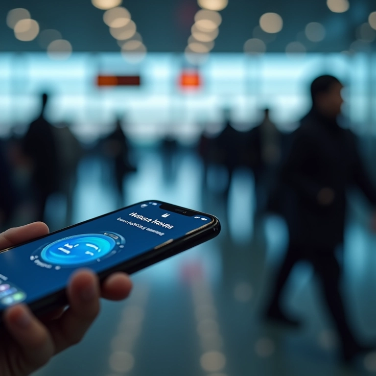 Smartphone conectando ao Wi-Fi público com app VPN ativo, proteção extra para seus dados.