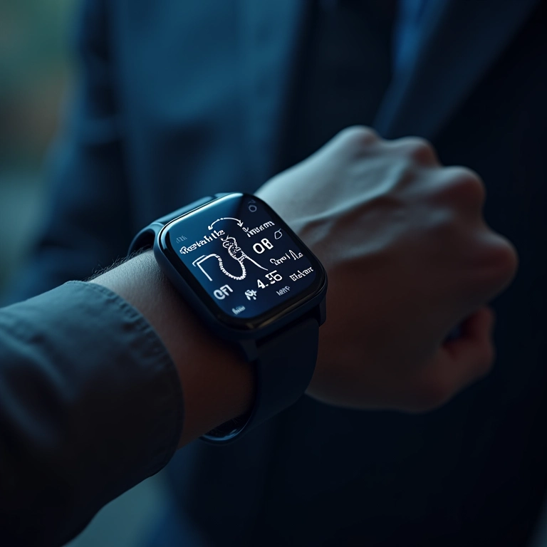 Smartwatch monitorando sinais vitais com 5G para saúde.