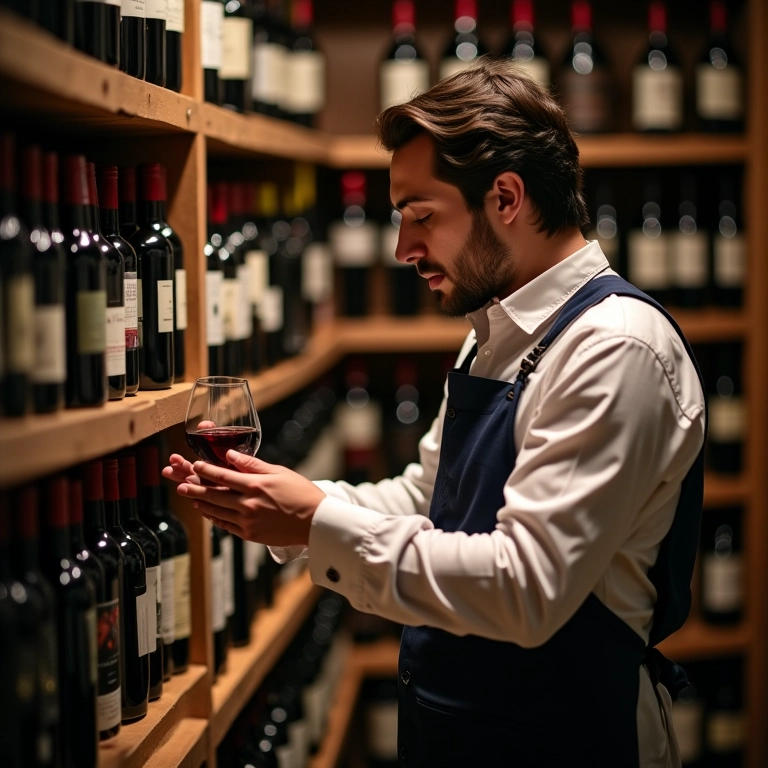 Sommelier analisando rótulos de vinhos em adega, representando as atividades permitidas para MEI.