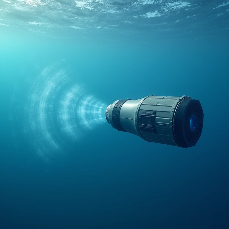 Sonar em funcionamento, utilizando a velocidade do som na água.