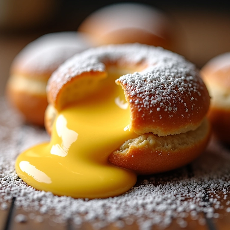 Sonho recheado com doce de leite, leve e doce.