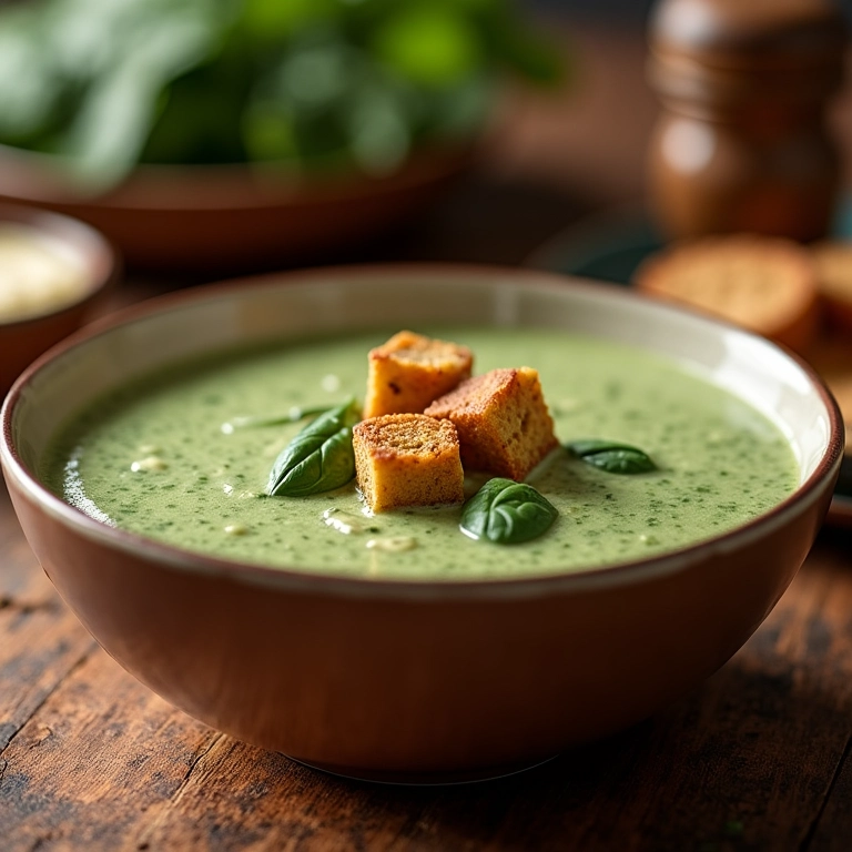 Sopa creme de espinafre reconfortante.