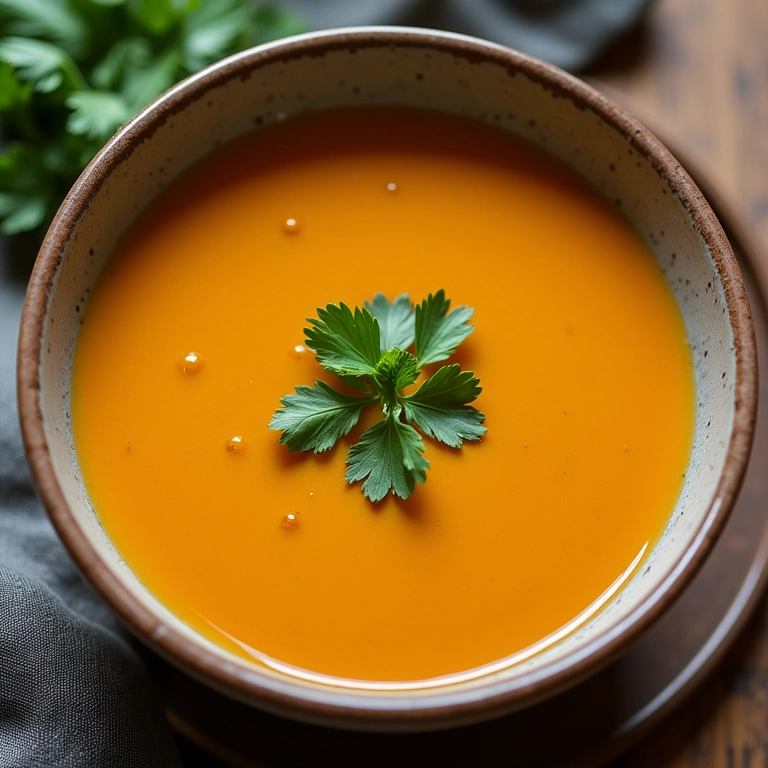 Sopa nutritiva de grão de bico com salsinha fresca e azeite.