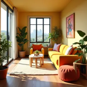 Reforma e Decor de Studio: 8 Dicas Para Ampliar o Espaço Studio pequeno e moderno com decoração vibrante e iluminação natural.