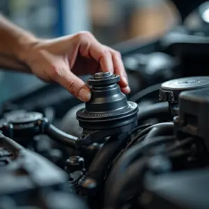 Substituição do coxim do motor para eliminar a vibração do veículo.