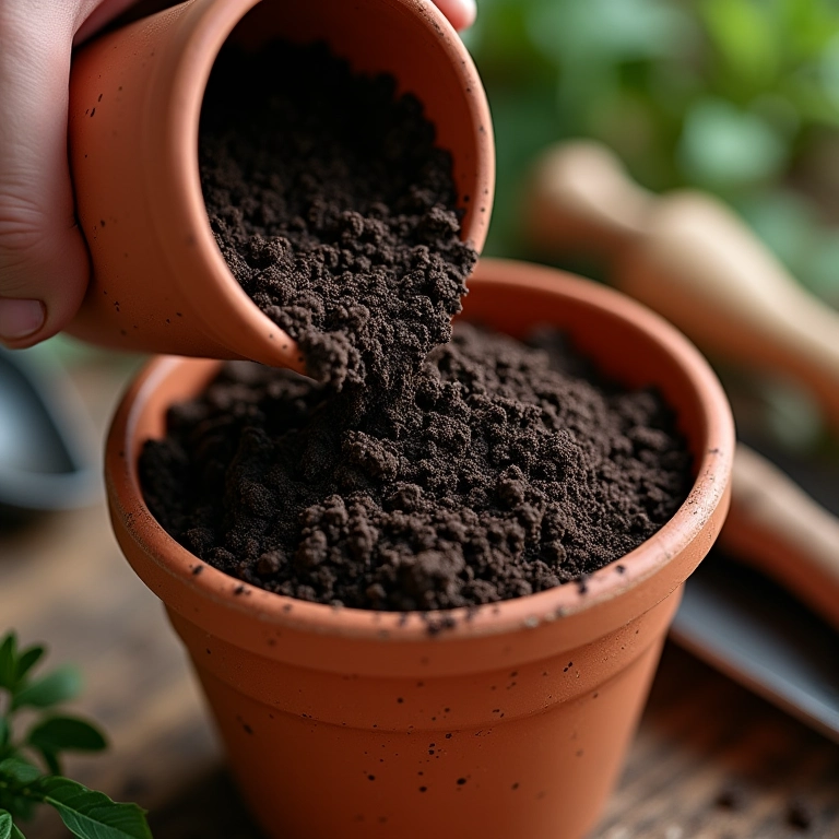 Substrato sendo preparado para o plantio de espinafre.