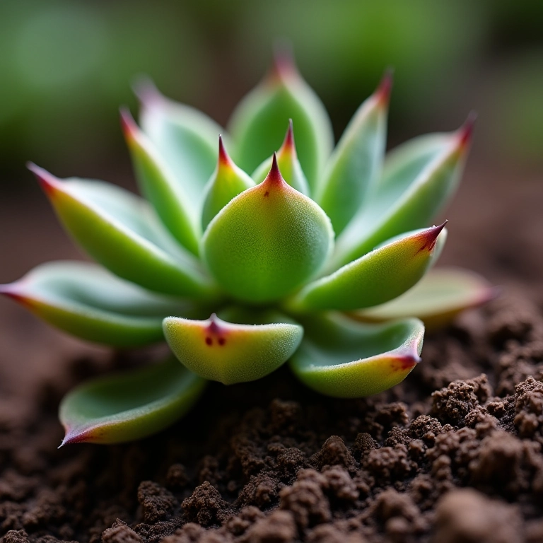 Suculenta murcha com solo seco.