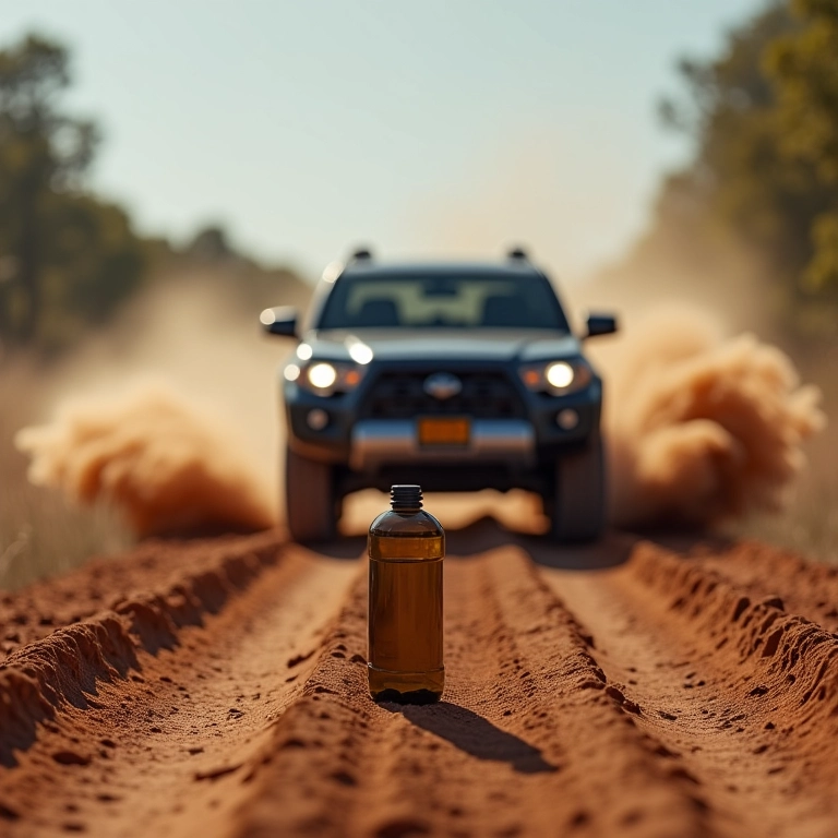 SUV dirigindo em estrada de terra, uso off-road.