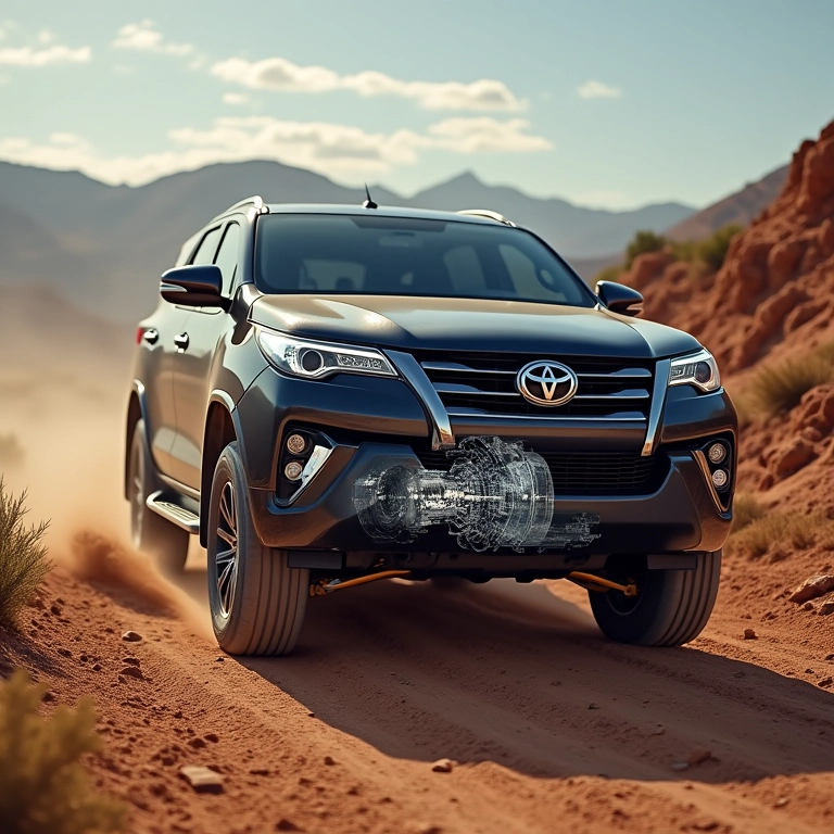 SUV dirigindo em uma estrada de terra, ilustrando a função de um diferencial central em um veículo com tração integral.