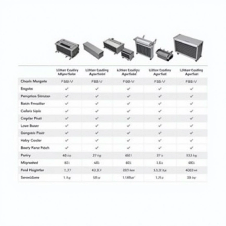 Tabela comparativa de diferentes tipos de intercoolers.