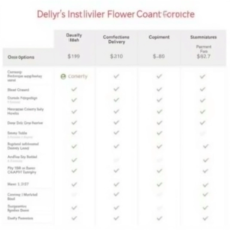 Tabela comparativa de preços e condições de pagamento de floriculturas.