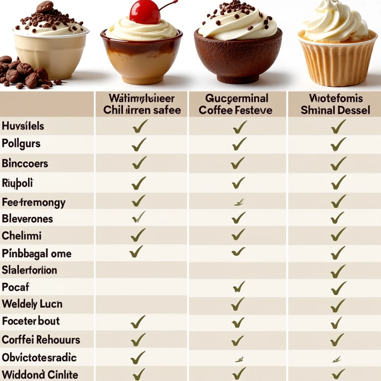 Tabela comparativa de receitas de doces com café.