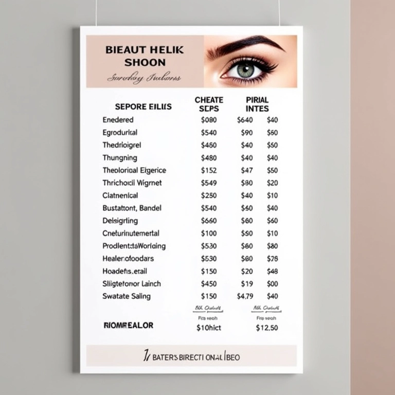 Tabela de preços para depilação com linha.