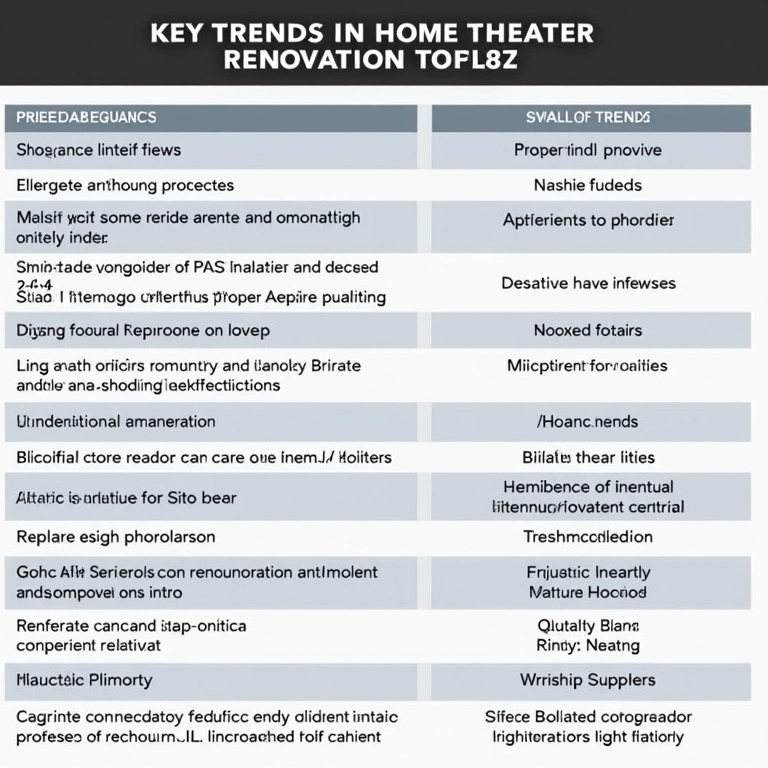 Tabela de resumo das tendências de reforma de cinema para 2025.