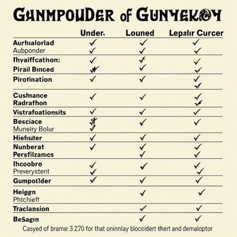 Tabela explicativa da composição da pólvora.