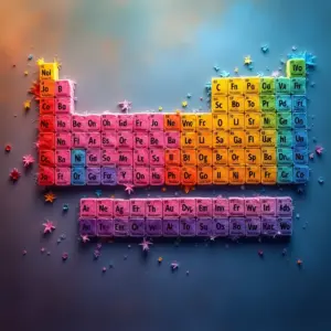 Tabela Periódica vibrante com elementos coloridos