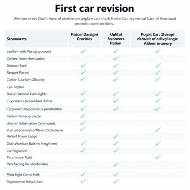 Tabela resumo com os principais itens da primeira revisão do carro novo.